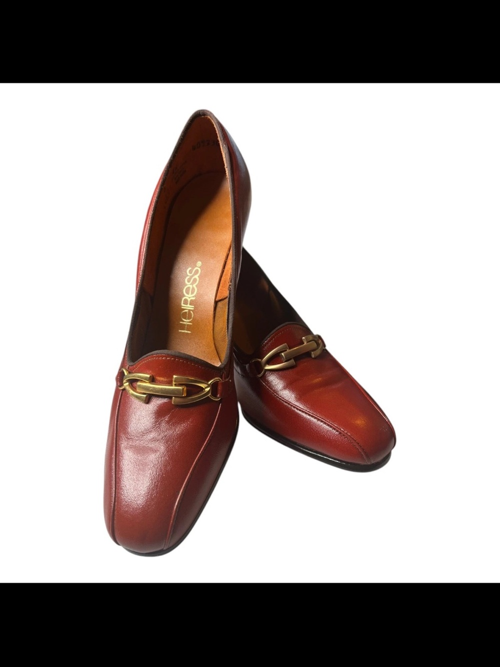 Heiress 70s Brown Leather Loafers Gold Horsebit Buckle Mod Deadstock Shoes 8